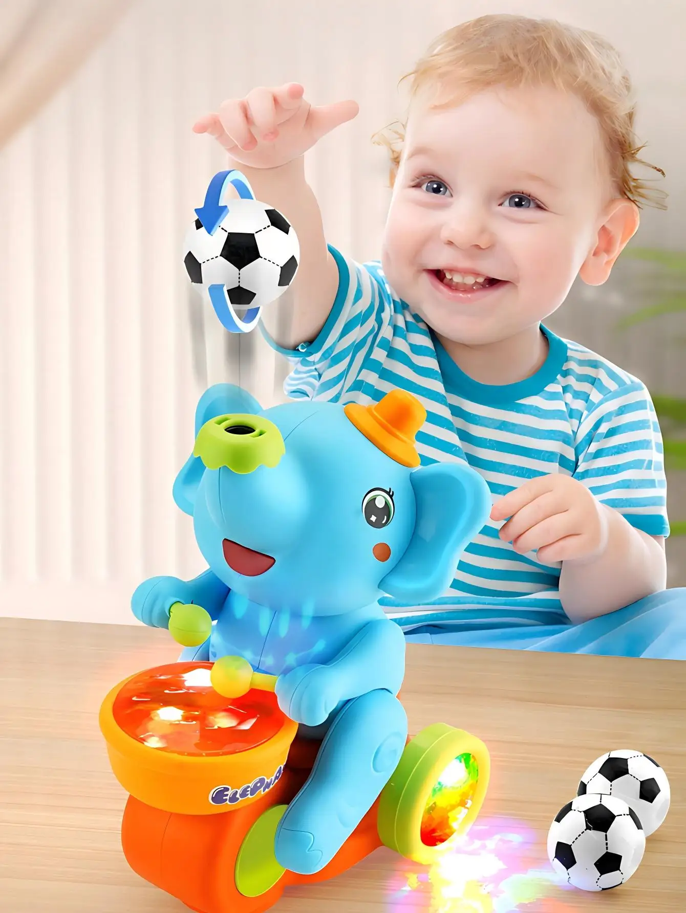 Funny Elephant Toy Car, Electronic Suspended Blowing Ball Pet Toys with Sound Light Birthday Christmas Gifts for Boys Girls