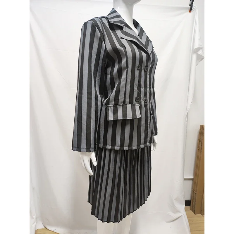 Addams-traje cosplay para mulher, uniforme escolar preto para meninas e adolescentes, batismo jk academy