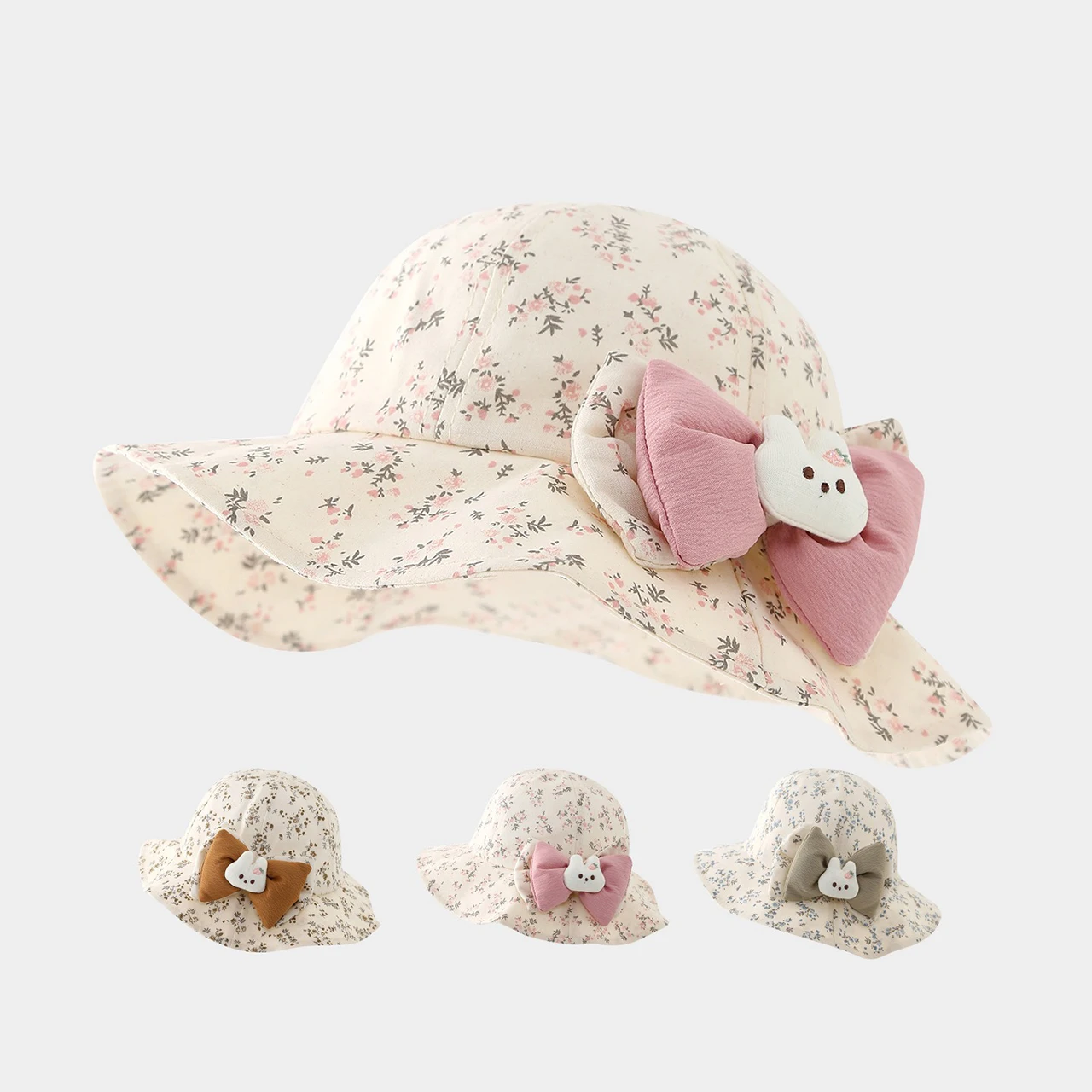 chapeu-infantil-com-babado-na-aba-chapeu-de-pescador-floral-com-laco-para-meninas-de-1-a-3-anos-chapeu-de-sol-princesa-para-primavera-e-verao