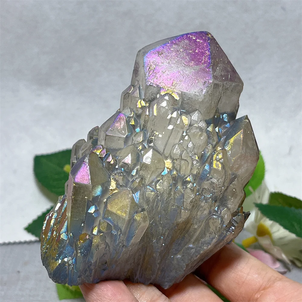 Aura Cluster Nartural Crystal Stone Quartz Specimen Mineral Polished Gemstones Free Form Home Room Decoration Gift Energy