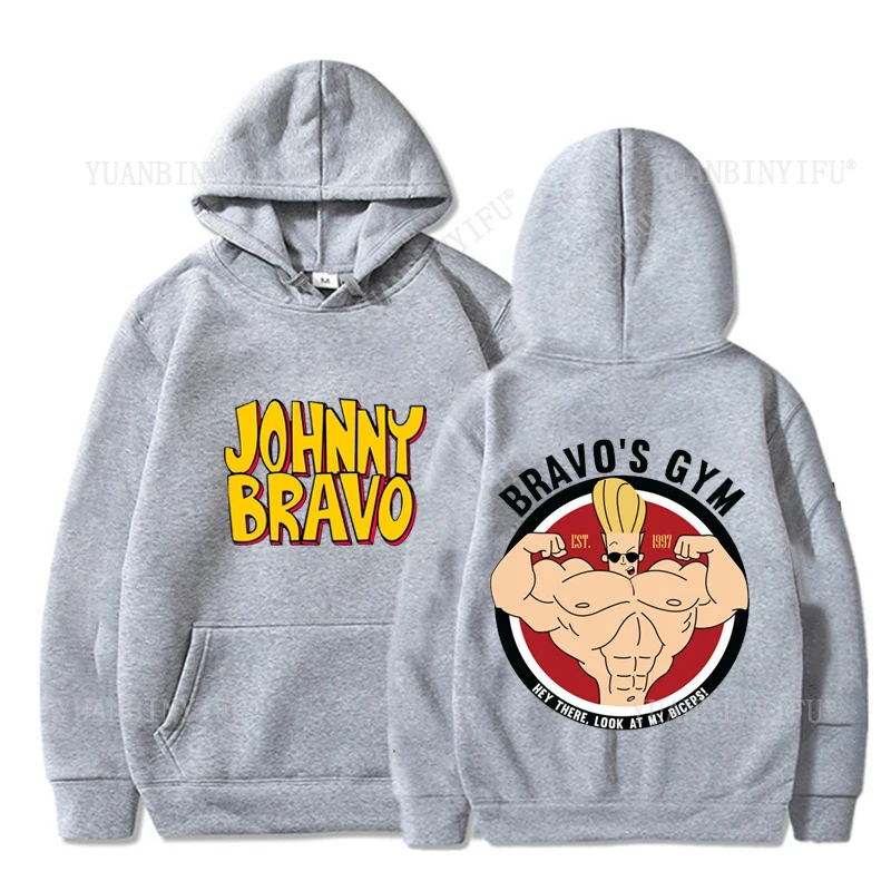 

Универсальная толстовка с капюшоном в стиле Харадзюку с графическим принтом американского мультяшного персонажа Джонни Браво, осенне-зимняя, удобная.