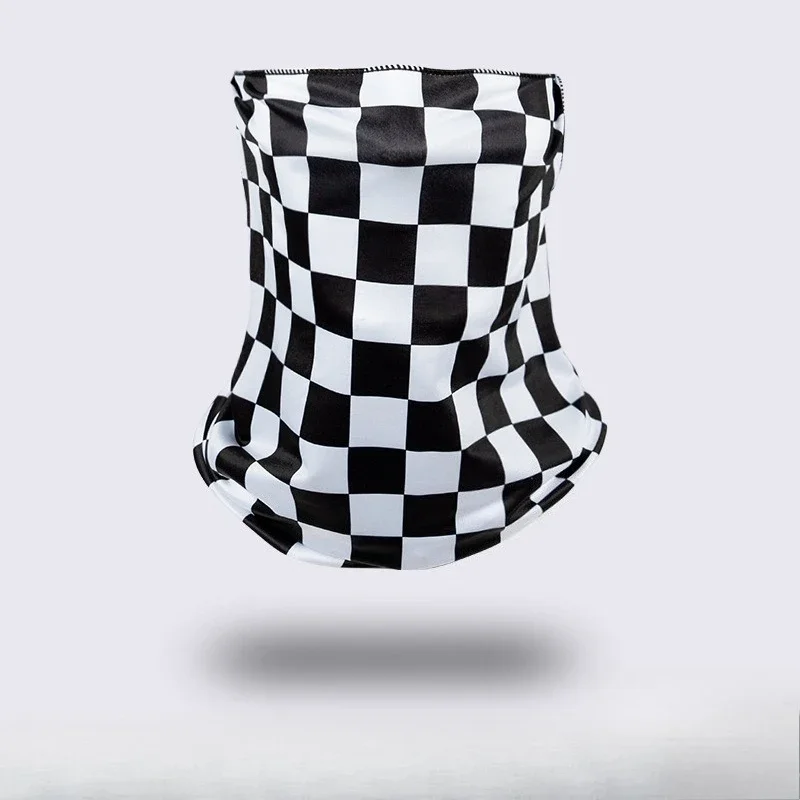 1Pc Outdoor Men Women Checkered Grid Face Mask Motorcycle Riding Neck Face Protection Cover Windproof Anti-UV Cycling Tube Scarf image 4
