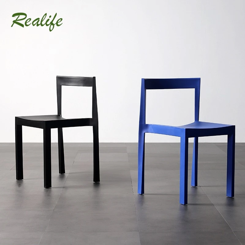 Realife Creative Designer Chair Plastic Outdoor Backrest Dining Chair Stackable Exhibition Negotiation Chair Stackable 2024 New