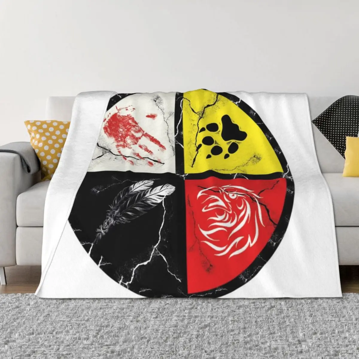 

Native American-medicine wheel Throw Blanket Soft Plush Plaid for winter Extra Large Throw Thin Blankets