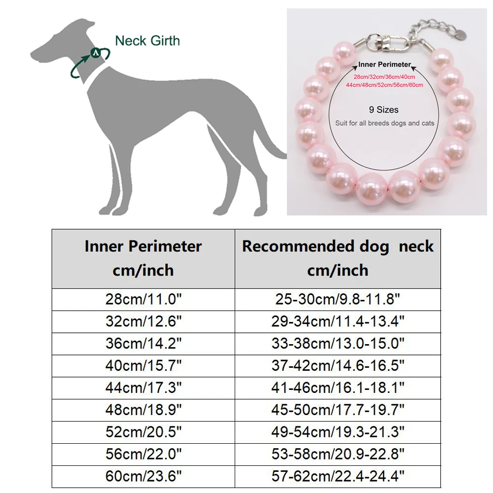 9 Sizes Pet Pearl Collar for Small Medium Large Dogs Adjustable Cat Dog Necklace Jewelry York Girl Clothing Dress Accessories