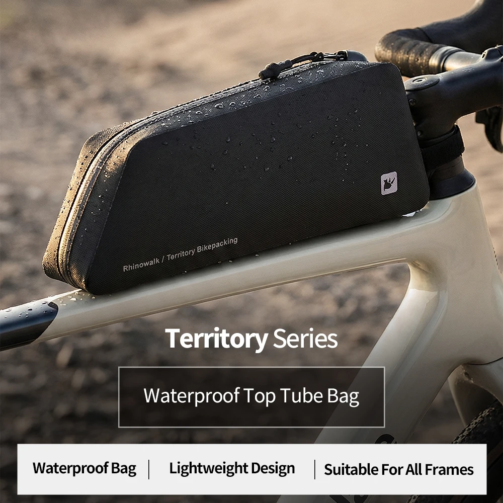 Rhinowalk Bike Top Tube Bag Waterproof 1L Bike Frame Bag Cycling Storage Bag Bikepacking Accessories Screw Or Strap Installation
