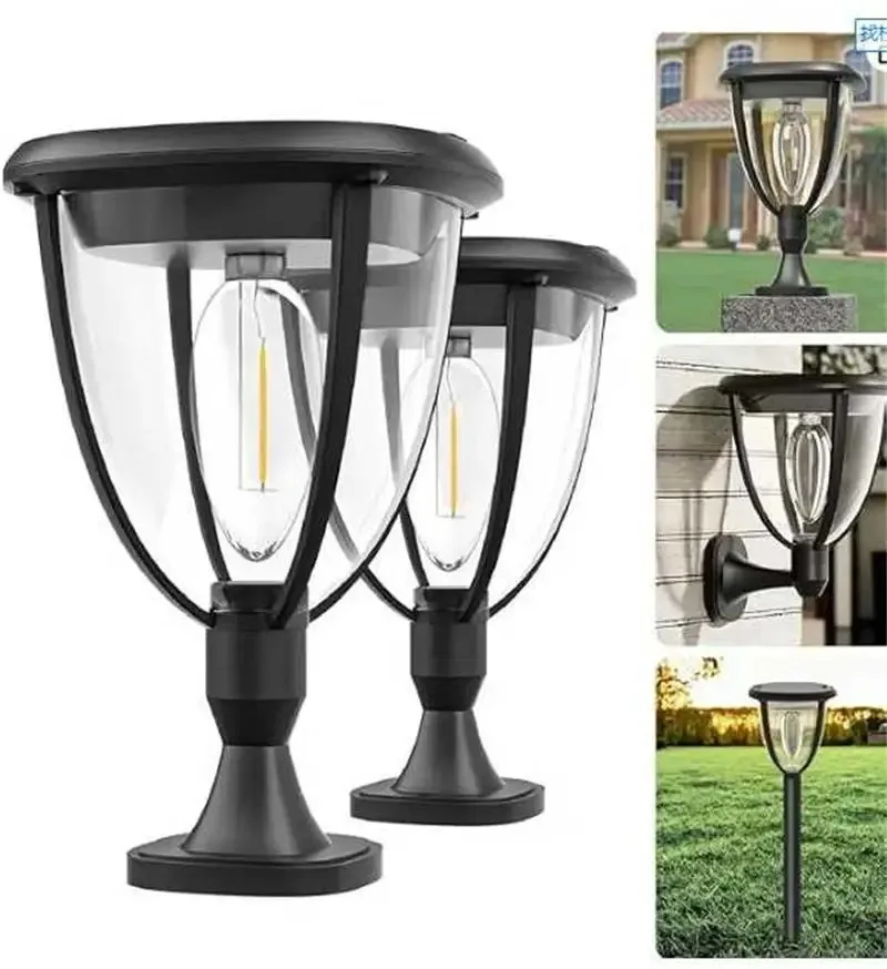 Solar Outdoor Garden Stigma LED Lights Waterproof Suitable for 360 ° Solar Outdoor RCON Lighting Lamp in Courtyards Garages