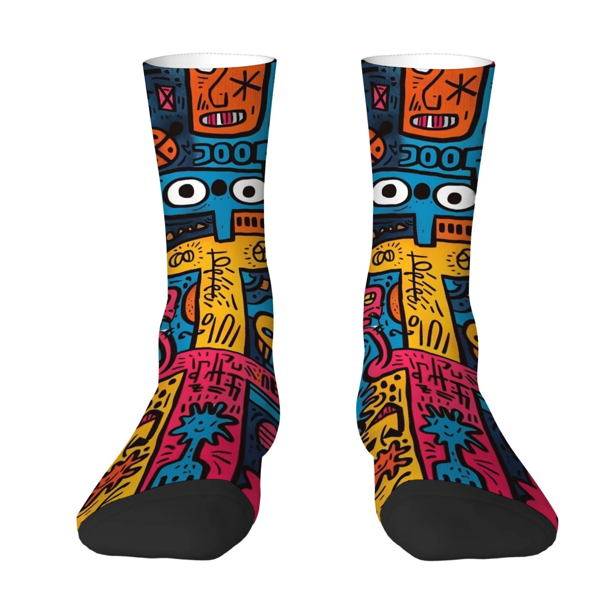 Abstract and Quirky Print Men's Socks Comfortable Skin-friendly Soft Socks Street Hip-hop Harajuku Vibe Athletic Sports Socks