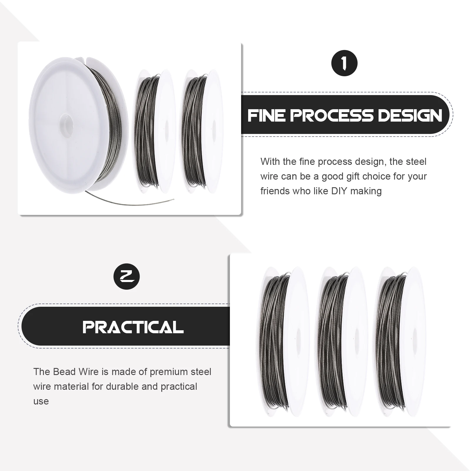3 рулона, профессиональная проволока из бисера, сталь для изготовления ювелирных изделий и проектов «сделай сам», режущие износостойкие принадлежности для рукоделия