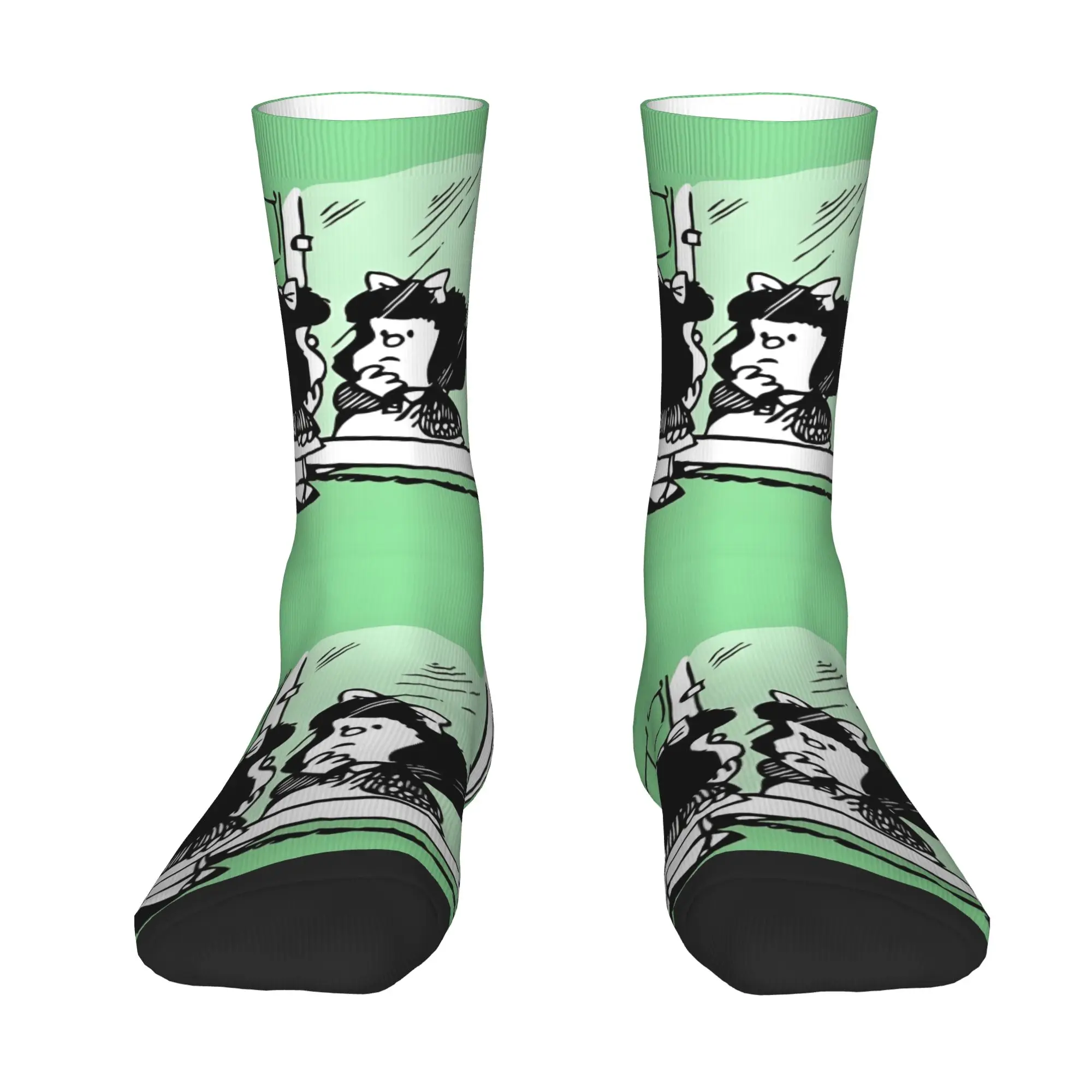 Custom Humor M-Mafalda Dress Socks Men's Women's Warm Fashion Novelty Cartoon Quino Manga Crew Socks