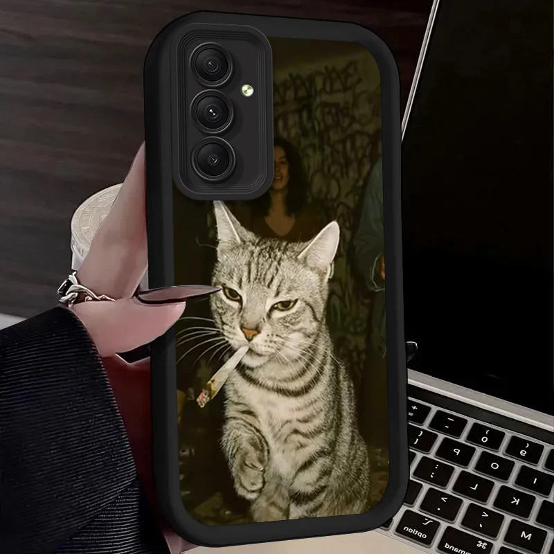 Trendy Cat Smoking Phone Case for Samsung Galaxy A54 A05 A05S A34 A24 A14 A53 A33 A23 A13 A52 A52S A32 A22 A12 A71 A51 A31 A50 - view 4