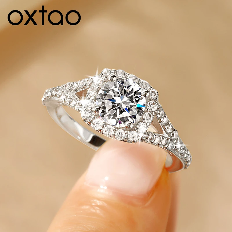 

OXTAO Classic 6.5mm 1.0ct Solitaire Engagement Ring Anniversary Gift 14K Gold Filled Cubic Zircon Wedding Finger Rings Jewelry