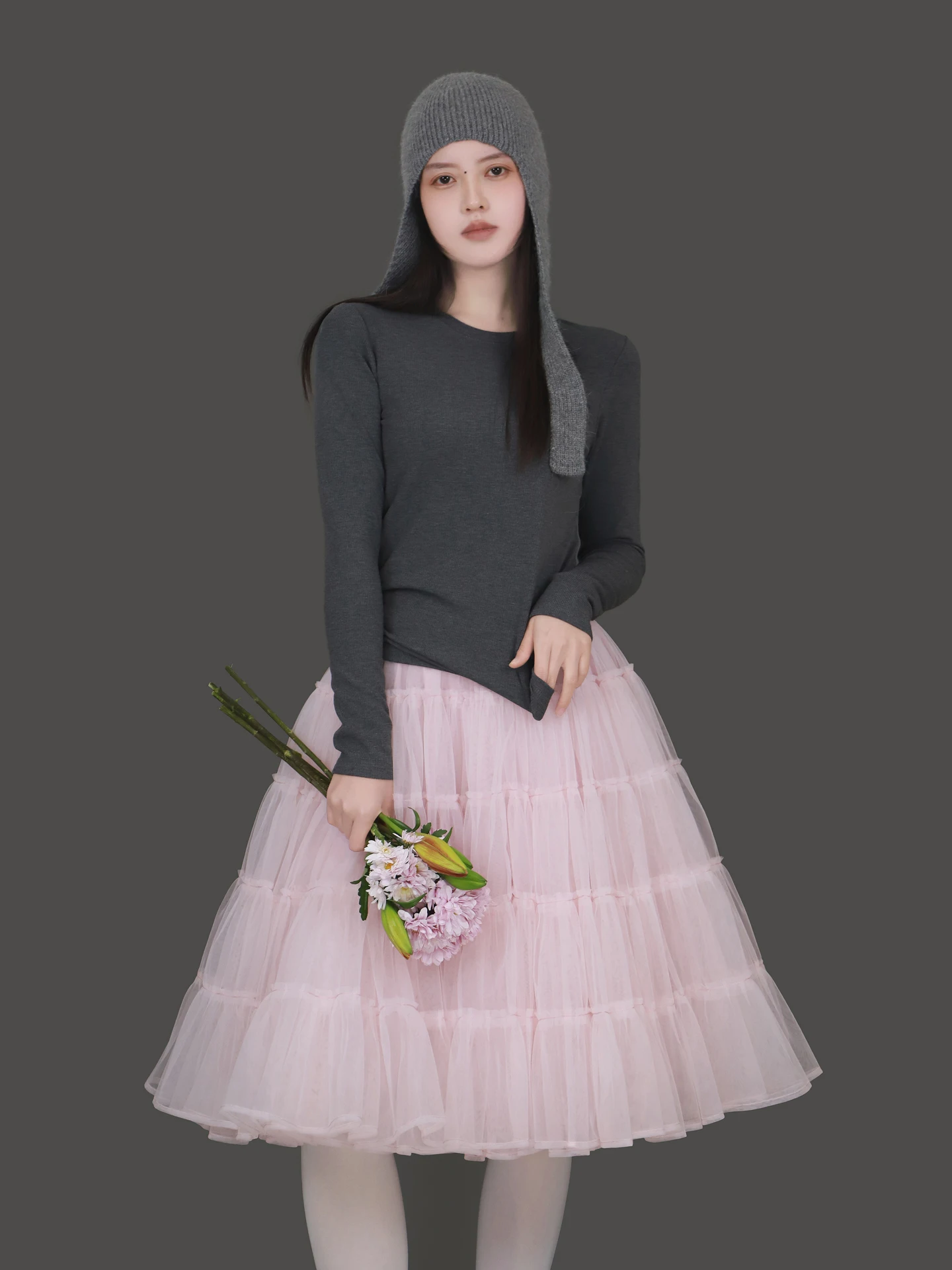 

Romantic Sweet Tulle f Skirt Elastic Multi-Color Midi Fairy Skirt Spring Valley Series Soft Comfortable High Waist A-Line ...