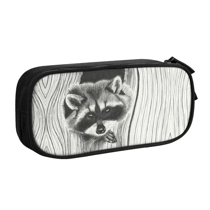 Kawaii Funny The Stealthy Raccoon Pencil Cases for Girls Boys Big Capacity Trash Panda Racoon Pencil Box Stationery