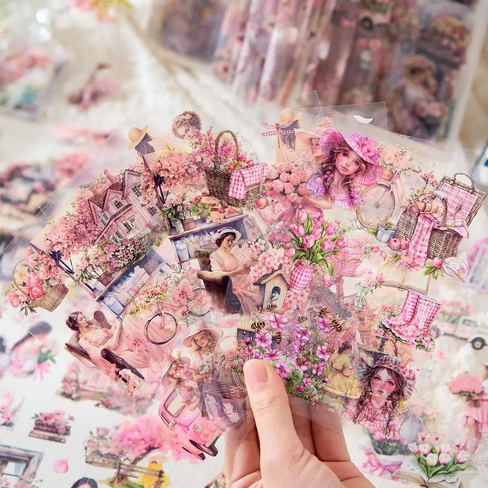 20 pcs/pack Die-cut Sticker Book Floating Light Shallow Dream Series PET Theme Handbook Sticker Retro Girl Character