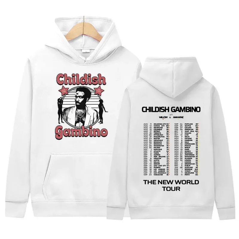 Childish Gambino The New 2024 World Tour Print Hoodie Men's Retro Fashion Pullover Sweatshirt Hip Hop Oversized Hoody Streetwear