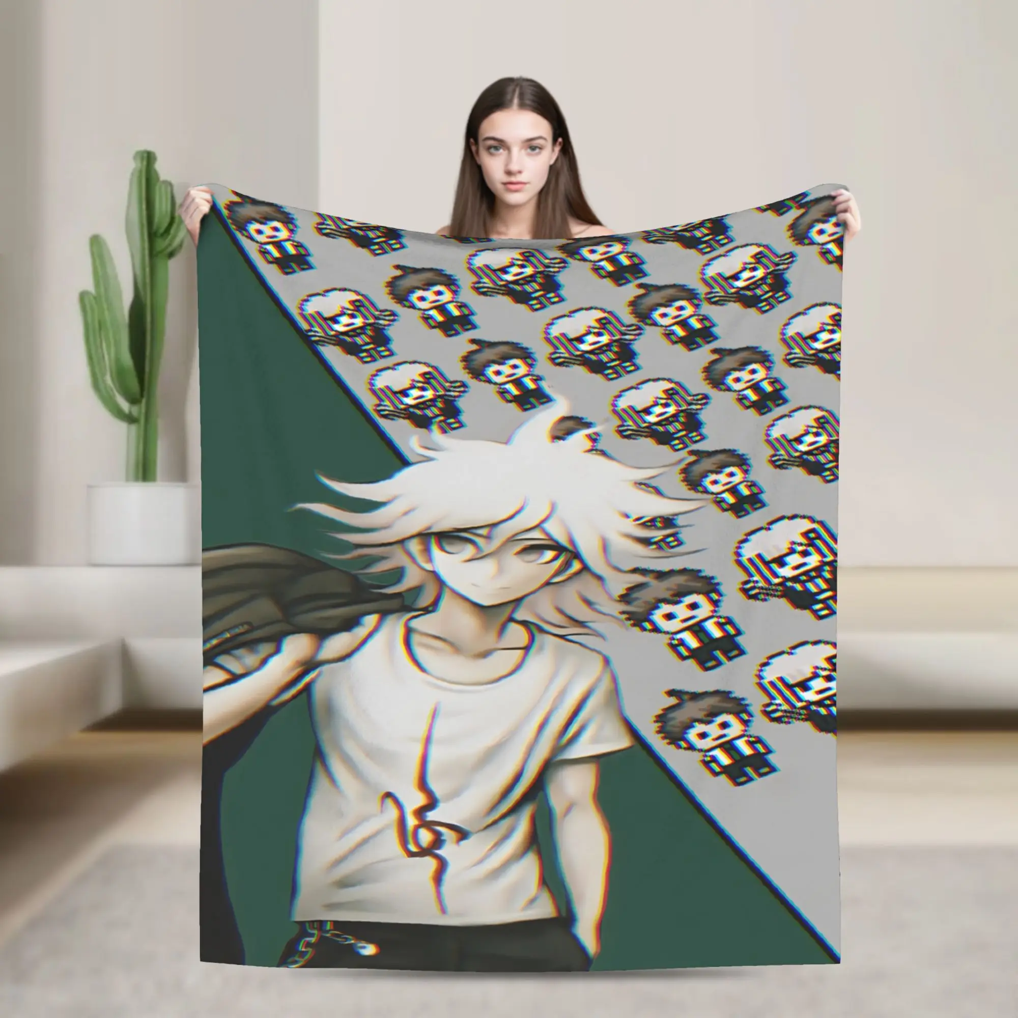 Nagito Komaeda The Ultimate Blanket Quality Warm  Throw Blanket Winter Airplane Travel Home Decor Funny Bedspread