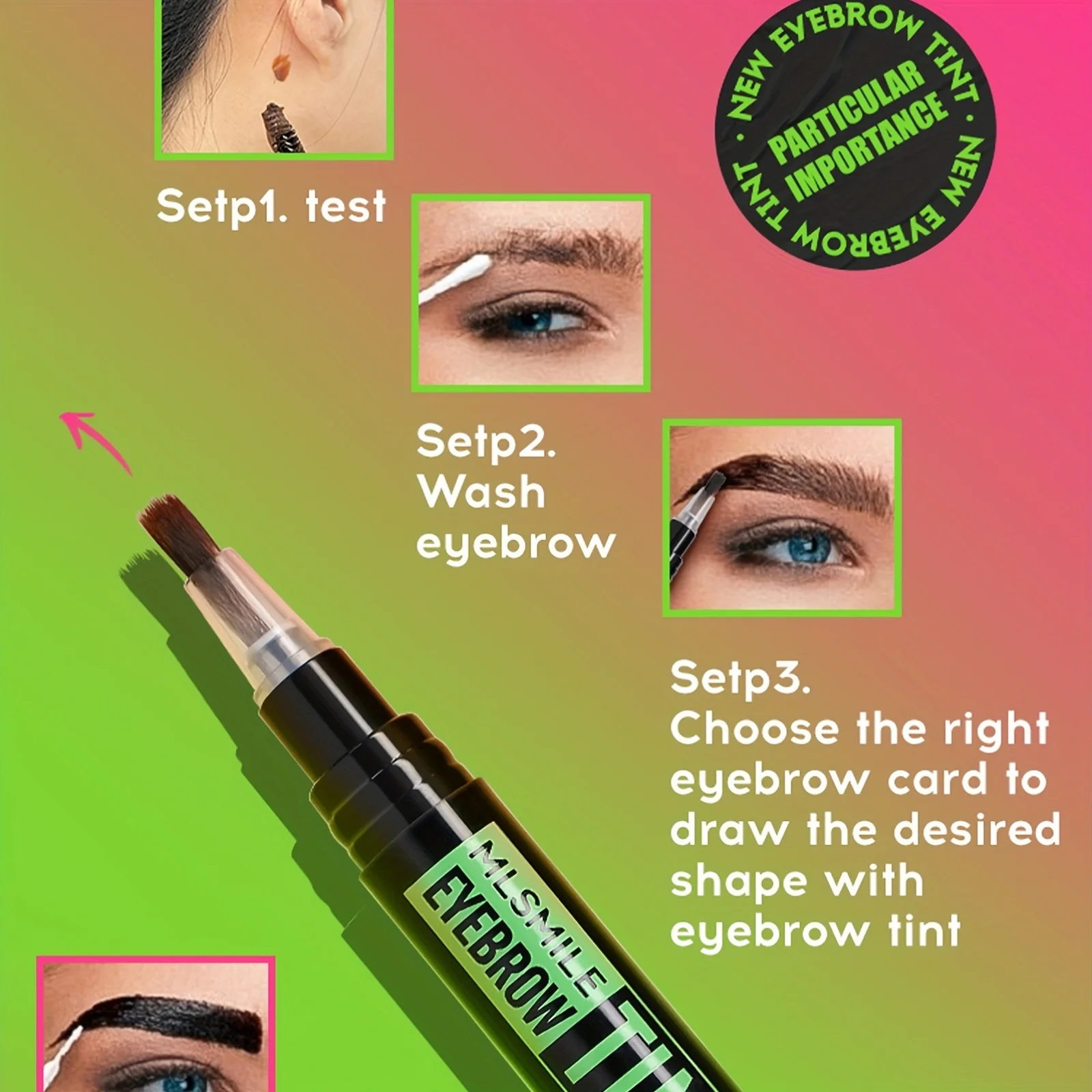 Juego de tinte para cejas, kit de tinte para cejas semipermanente impermeable, resistente al sudor y a las manchas, lápiz de tinte para cejas de aspecto natural