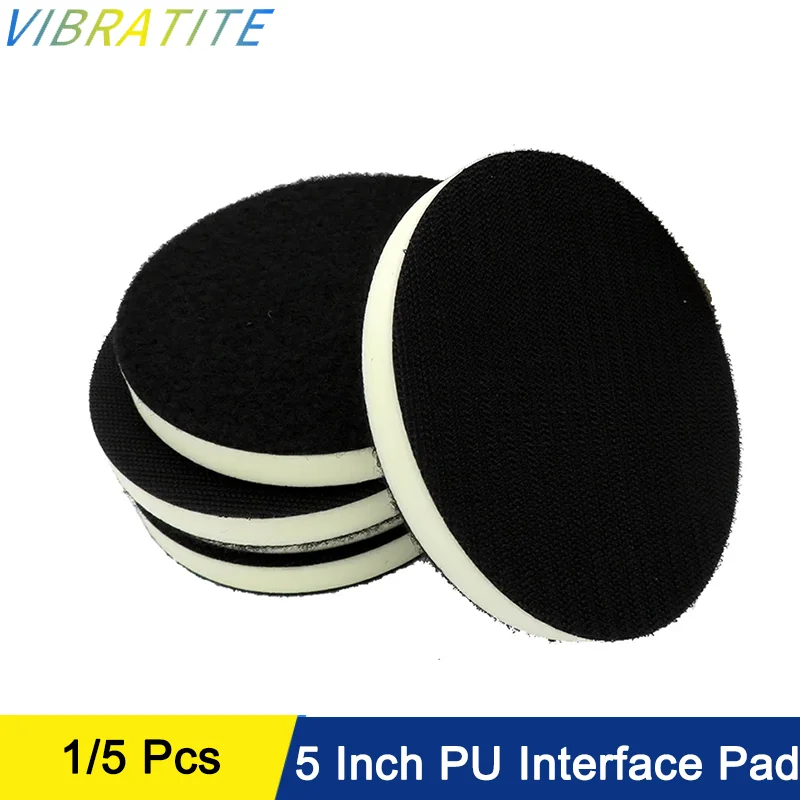 1/5Pcs 5 Inch Interface Pad Hook & Loop PU Foam Medium Density Foam Cushion Sanding Pads for Automotive Woodworking Polishing