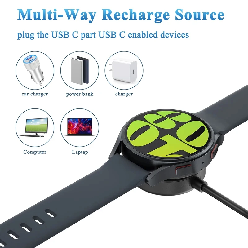 100cm Charger For Samsung Galaxy Watch 7/6/5/4 40/44mm 3 5 pro 41/45mm Charging Dock For Galaxy Watch 4 6Classic 42/46mm 43/47mm