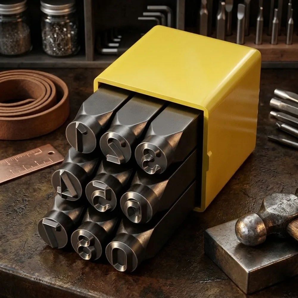 Steel Punch Marking Set A-Z & 0-8 27pc High Carbon Steel Alphabet and Number Stamps for Craft Engraving and Metal Stamping
