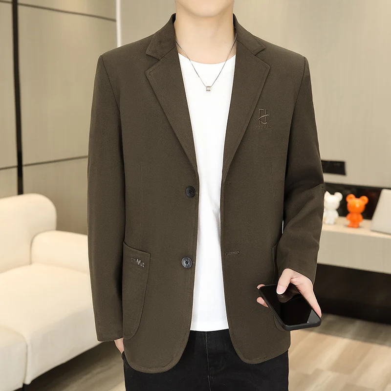 أسلوب بسيط للرجال سترة أساسية النبيذ الأحمر الأسود الكاكي القهوة Caramal اللون البدلة سترة الذكور مكتب الأعمال اليومية وتتسابق الملابس