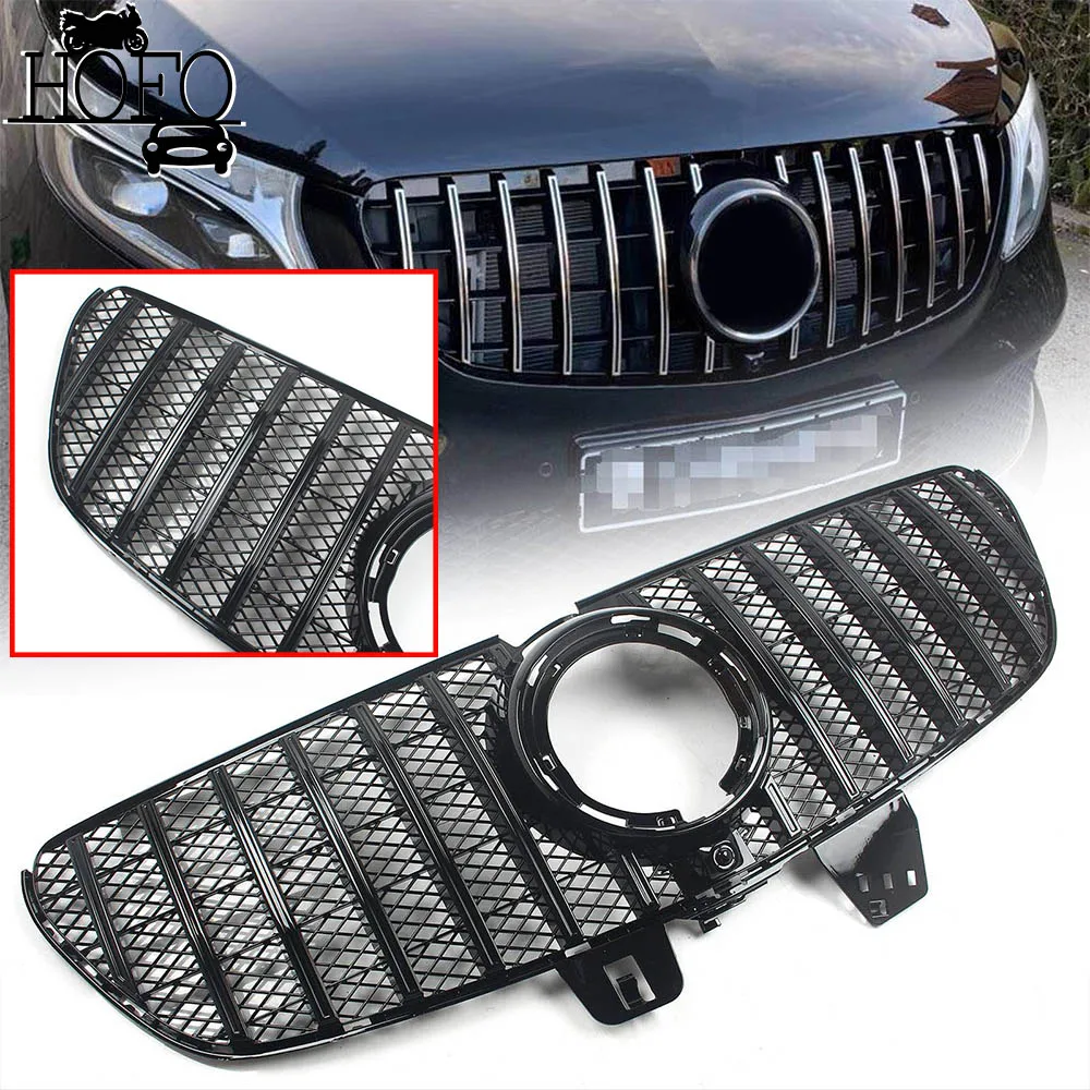 

Car Front Bumper Grille Mesh Grills Black Mesh Grills With Camera Hole For Mercedes-Benz V Class W447 V220 V250 V260 V300 2021-