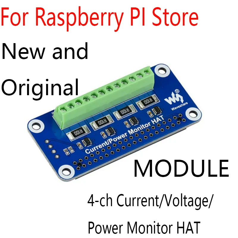 For Raspberry Pi 4/3/2  I2C/SMBus,4-ch Current/Voltage/Power Monitor HAT