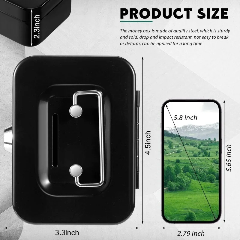 Hot Sale Portable Metal Money Safe Box Lockable Cash Box With Key,Sturdy Coin Boxes For Kids Piggy Box Small Security Lock Box