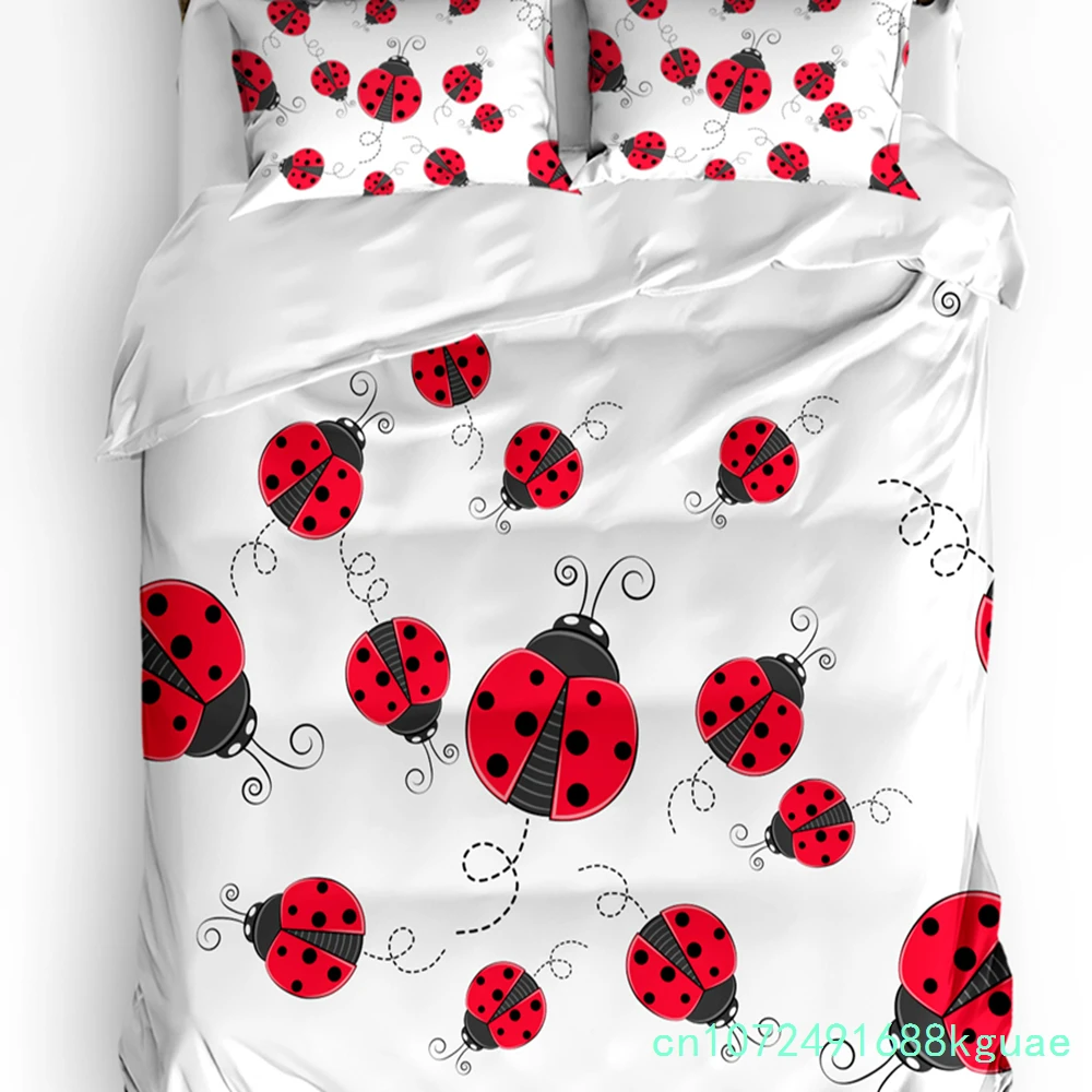 Ladybugs Bedding Set Comforter Duvet Cover Pillow Shams Abstract Bug Pattern With Many Different De Bedding Cover Double Bed Set