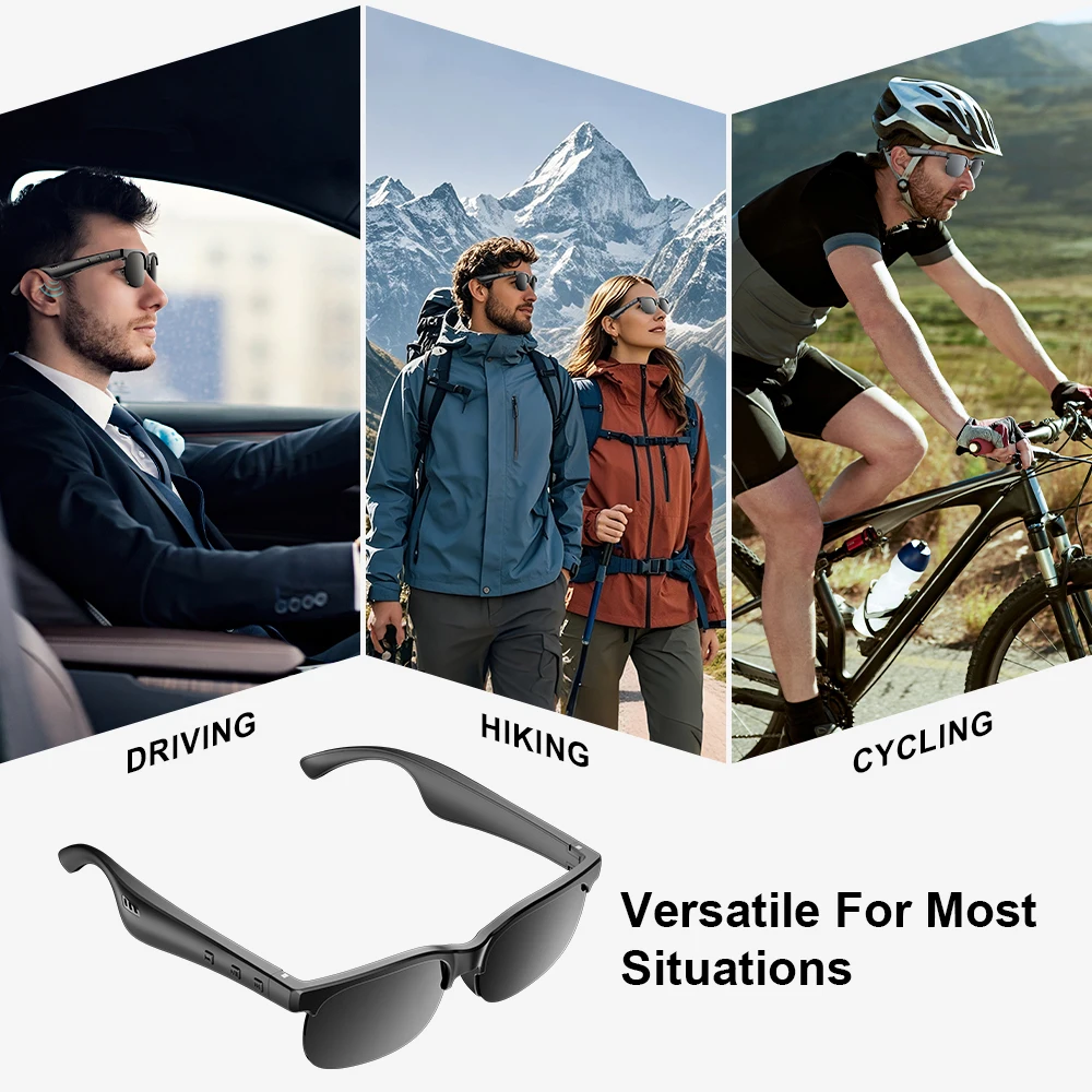 Smart Glasses, Audio Glasses, Wireless Glasses with Wireless Earbuds, Support Hands-Free Calls and Music