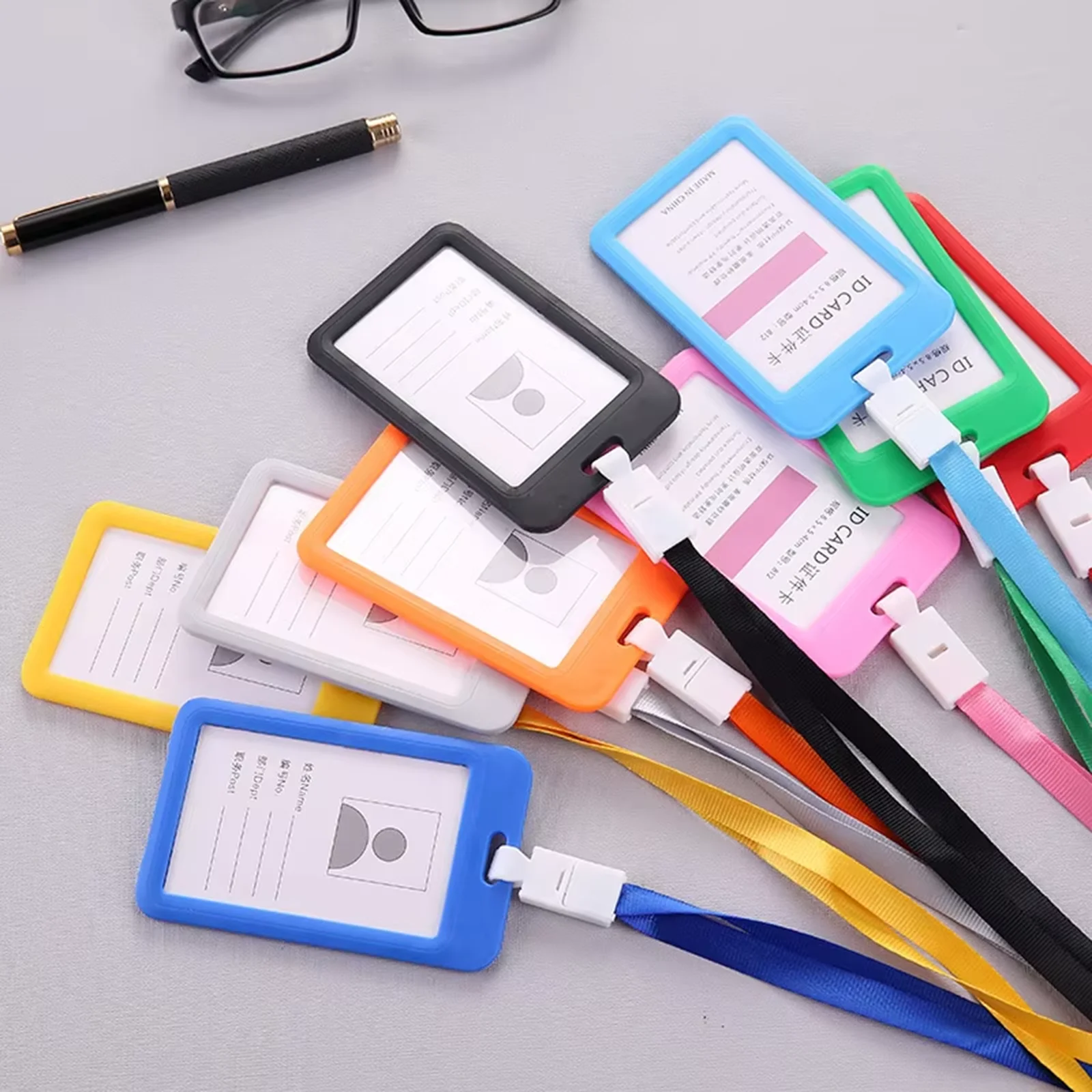 2 Pcs Plastic Work Card Cover with Lanyard Rope ID Work Card Identity Badge Bus Card Holder Cover Business Credit Card Holder