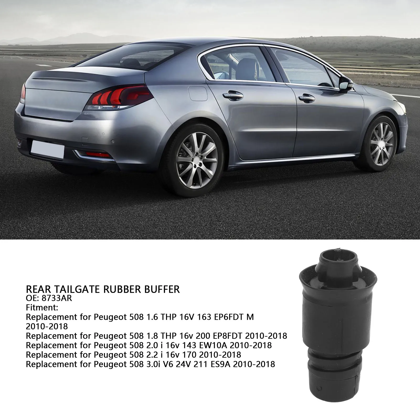 Tailgate Limiting Block Long Lasting Anti Aging 8733AR Tough Shock Absorption Rear Tailgate Rubber Buffer for 508 4 Door Sedan