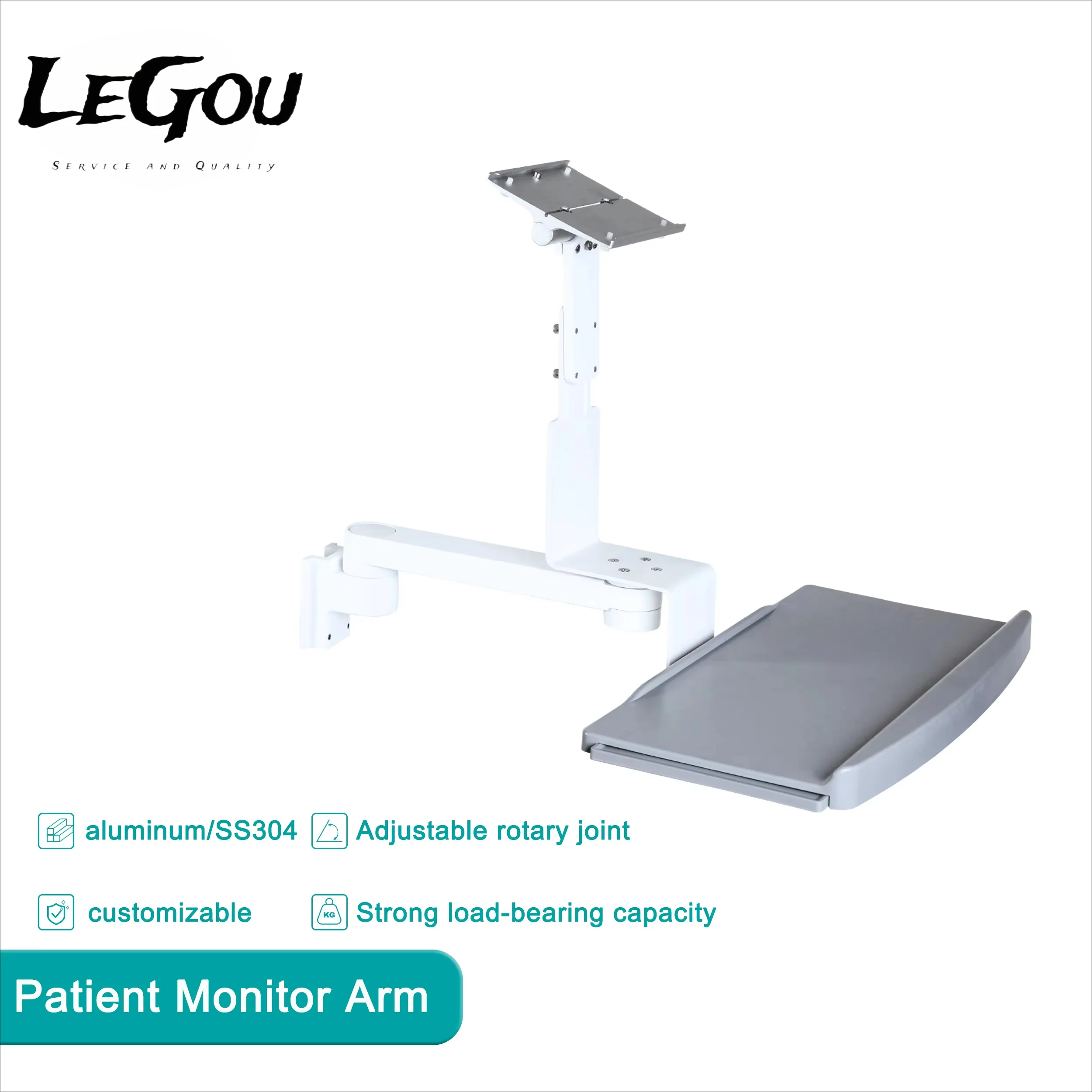 LeGou Professional  WEIYE Hospital Wall-Mountable Multi-functional Medical Monitor Support Arm Aluminum Alloy Stainless Steel fo
