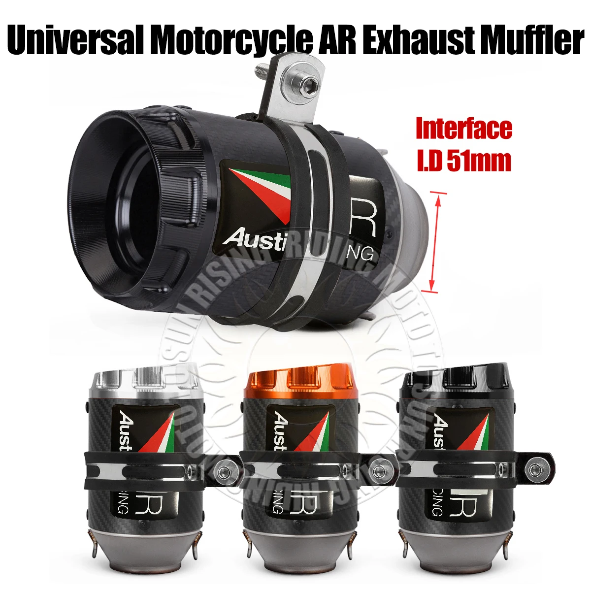 

New 51mm Universal AR Motorcycle Exhaust Muffler Escape For Kawasaki Suzuki Yamaha Honda Ktm Bmw CF ETC Tail Pipe Accessories