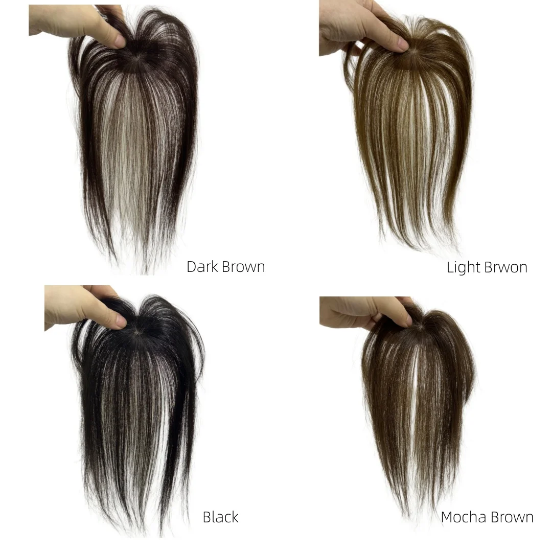 360 °   Abdeckung von natürlichen schwarzen Echthaar-Pony-Clips in Haarteilen für Frauen, falscher natürlicher Pony mit dünner werdenden Haarverlängerungen