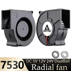 Gdstime DC  Blower Fan 75x75x30mm 5V 12V 24V  7cm 7530 Centrifugal Radial Fan Dual Ball Bearing  USB Flow Cooling Air Cooler Fan