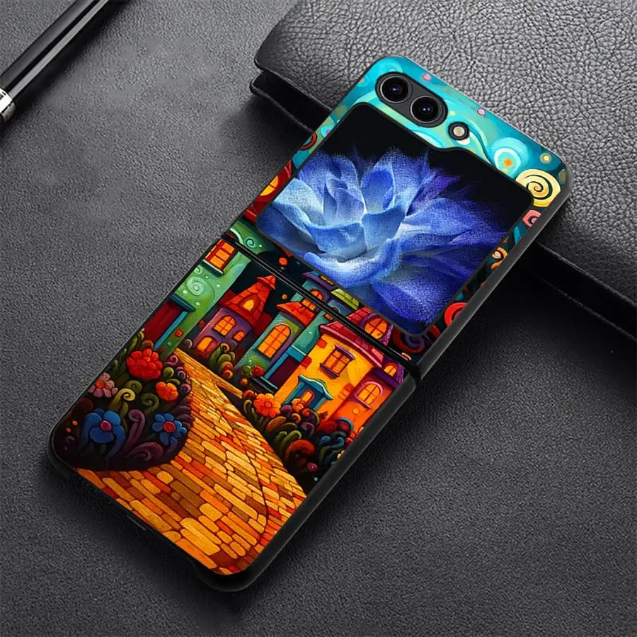 Case for Samsung Galaxy Z Flip 8 Flip7 FE Z Flip 7 6 5 4 3 Flip4 Flip6 Flip3 Flip5 Phone Shell Funda Luminous Night Town