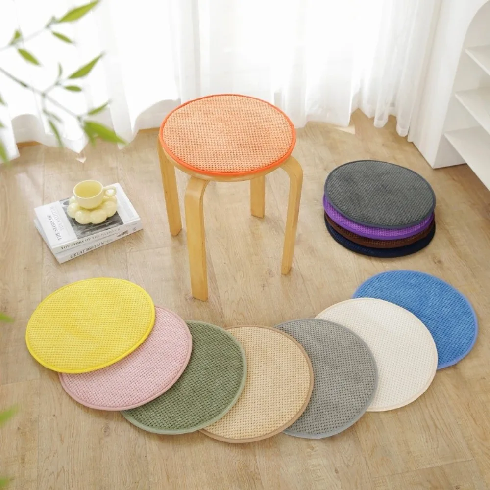 Cozy 25/35cm Seat Pad Solid Color Soft Chair Cushion Warm Non-slip Round Cushion Winter Season