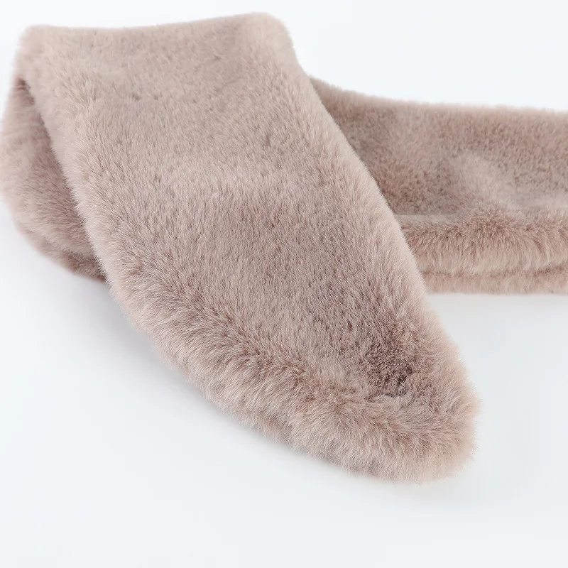 Autumn and winter neck protection and warmth artifact imitation rabbit velvet scarf cold-proof thick plush scarf