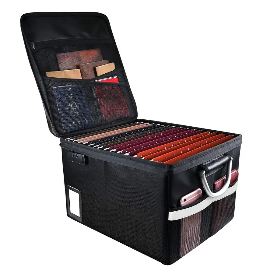 

Fireproof Document Box, Fireproof File Box with Lids, Important Document Organizer Box with Lock, Portable File Folder Organizer