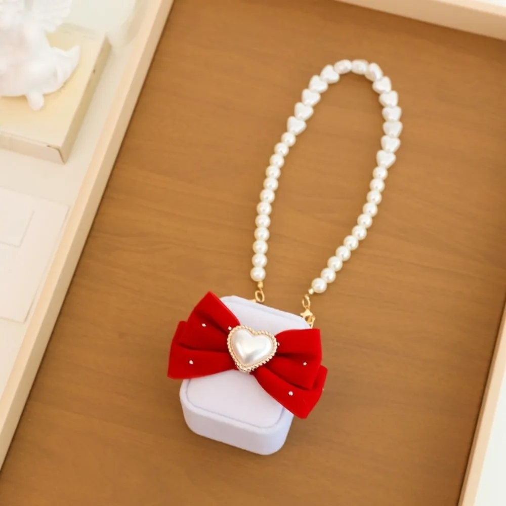 

Jewelry Organizer Pearl Wedding Couples Rings Box Heart Flocked Pets Collars Ring Box Anti-collision Bow Jewelry Box Propose