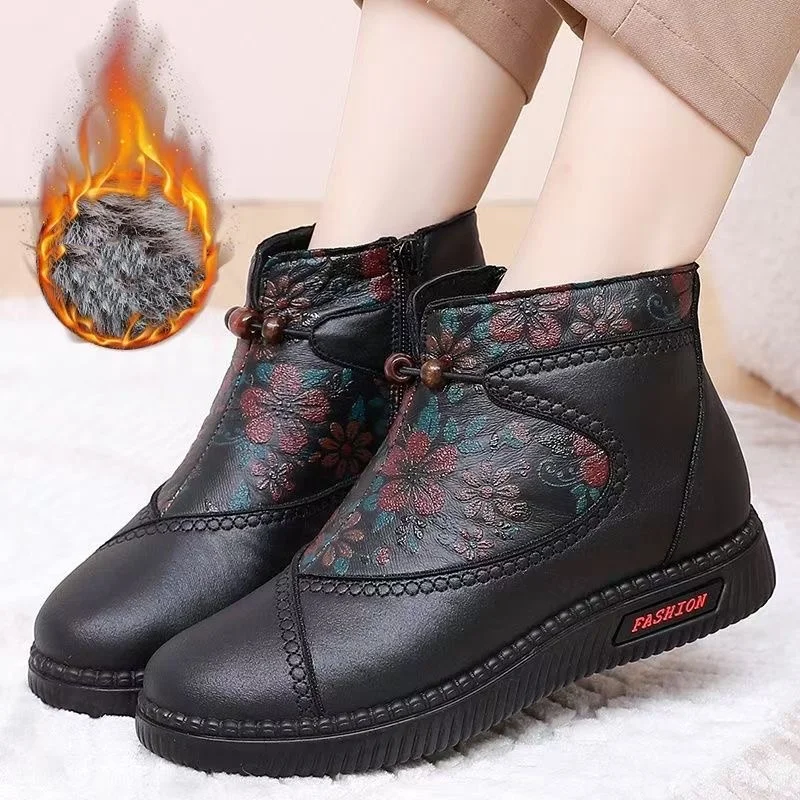 

New Women's Winter Cotton Shoes, Middle-aged and Elderly Plush Warm Boots, Outdoor Anti Slip Lightweight Women's Botas Mujer