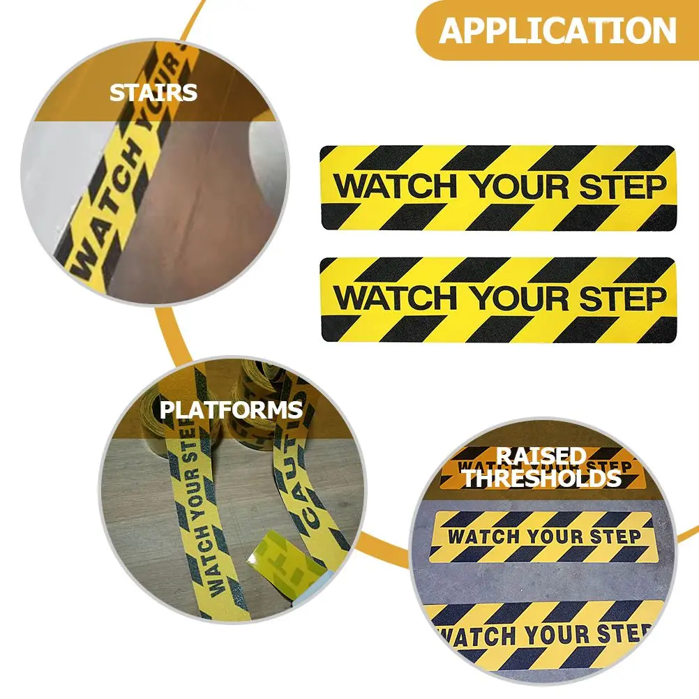 2Pcs Anti-Slip Stickers for Stairs PVC Wet Floor Warning Decals Non Slip Stair Tapes Safety Caution Signs Sticker