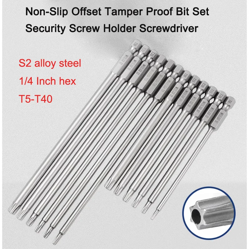 

1 шт. отвертки Torx, нескользящая смещенная от несанкционированного доступа, отвертка из легированной стали S2, T5 T6 T7 T8 T9 T10 T15 T20 T25 T27 T30 T40