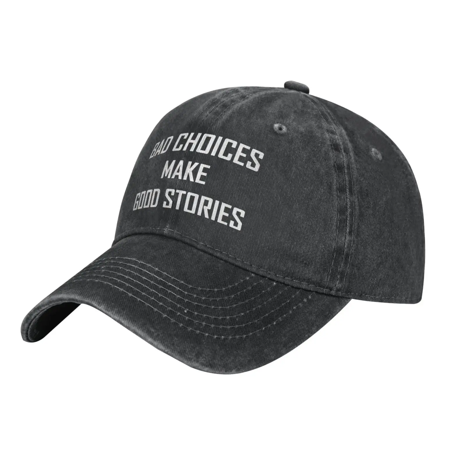 Bad Decisions Make Good Stories Baseball Cap Adult Denim Hat Washed Cotton Fashion Cap Unisex Adjustable Streetwear Outdoor