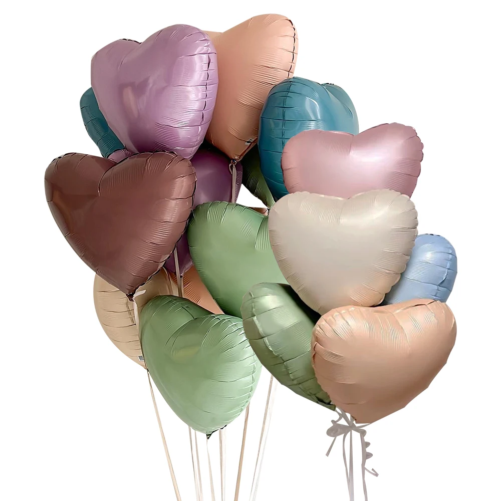 3/5pcs18inch Heart Foil Balloons Vintage Pink Green Heart Balloons for Adult Kids Birthday Wedding Party Decoration DIY Supplies