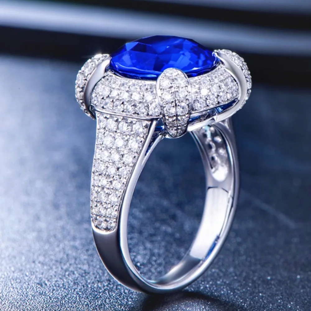 خاتم أزياء من الحجر الأزرق ذو مزاج متعدد الاستخدامات للنساء