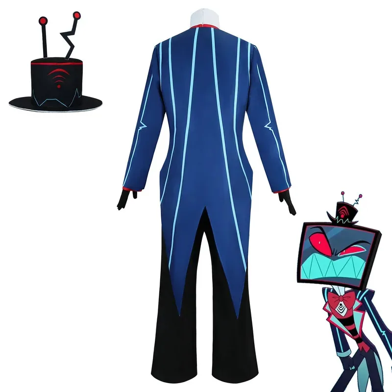 

aaa12 3Hazbin Hotel Vox Cosplay Costume Uniform Outfit Halloween Carnival Christmas Costumes Blue Red Suit Anime Fu