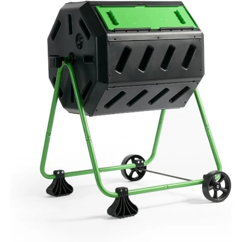 home.HOTFROG موبايل ثنائي الغرفة مع عجلات - صندوق سماد حديقة دوار خارجي (HF-IM4000-WK)